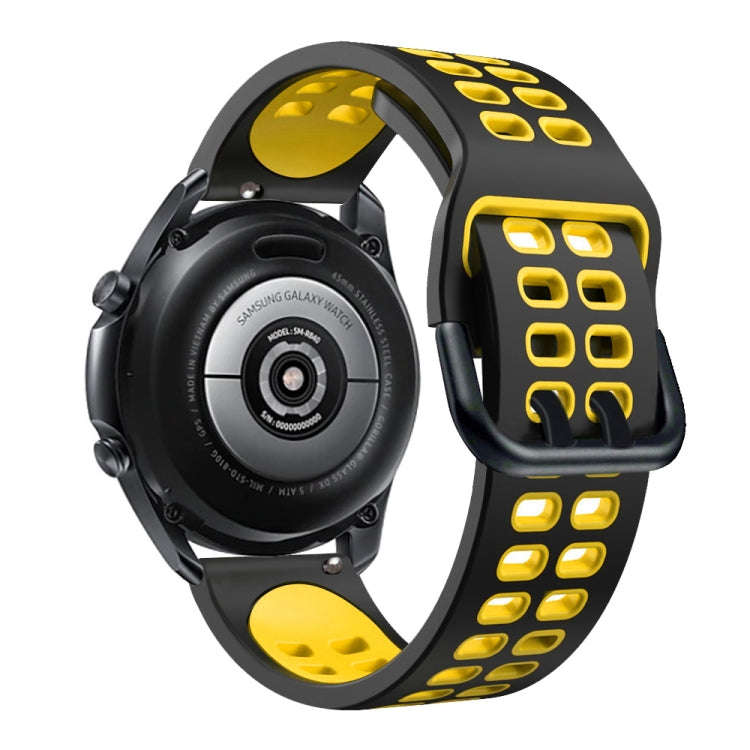 For Samsung Galaxy Watch 6 / 6 Classic Dual-row Hole Two Color Silicone Watch Band(Black Yellow)