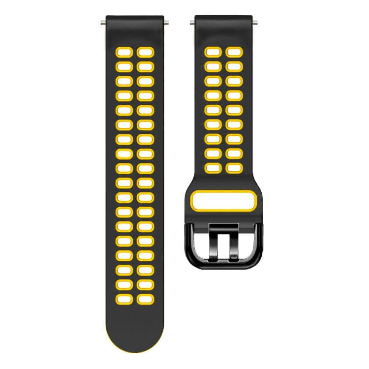 For Samsung Galaxy Watch 6 / 6 Classic Dual-row Hole Two Color Silicone Watch Band(Black Yellow)