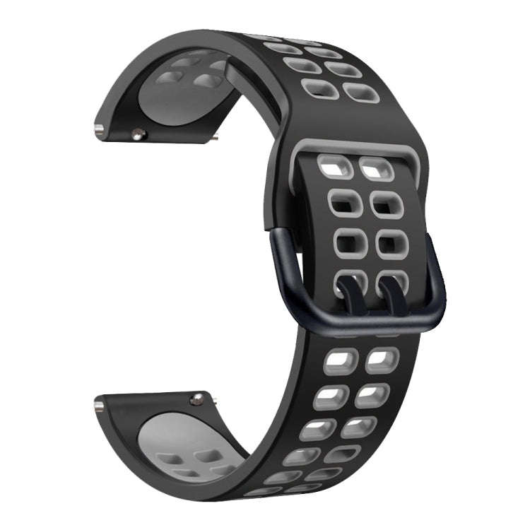 For Samsung Galaxy Watch 6 / 6 Classic Dual-row Hole Two Color Silicone Watch Band(Black Grey)