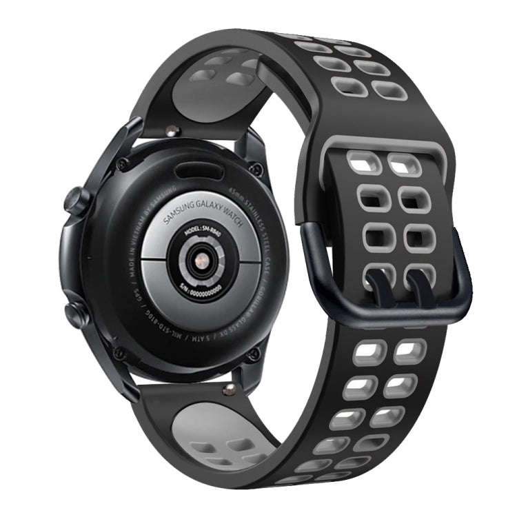 For Samsung Galaxy Watch 6 / 6 Classic Dual-row Hole Two Color Silicone Watch Band(Black Grey)