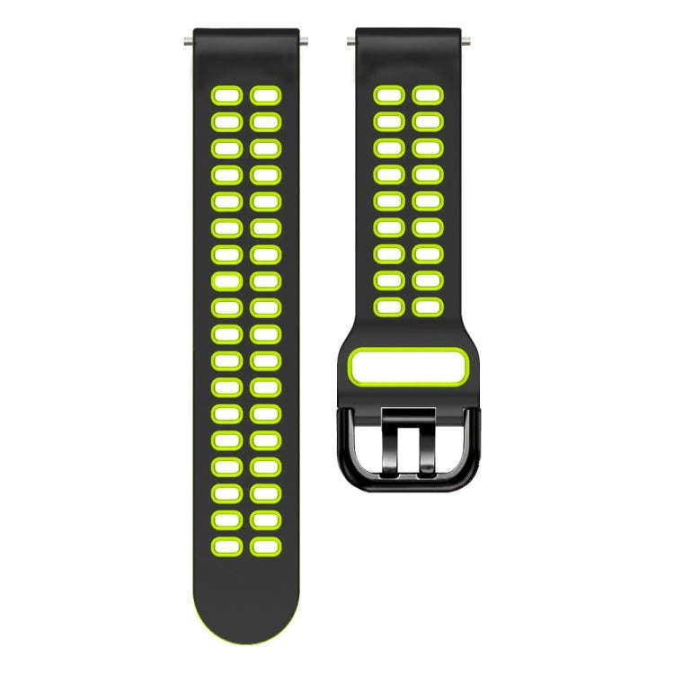 For Samsung Galaxy Watch 6 / 6 Classic Dual-row Hole Two Color Silicone Watch Band(Black Green)