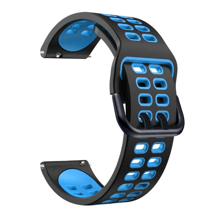 For Samsung Galaxy Watch 6 / 6 Classic Dual-row Hole Two Color Silicone Watch Band(Black Sky Blue)