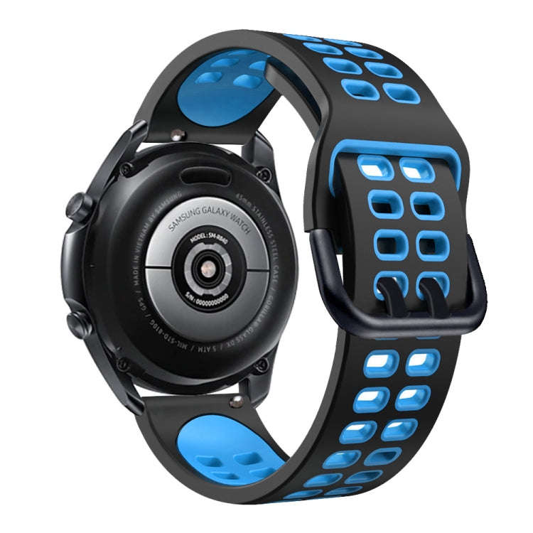 For Samsung Galaxy Watch 6 / 6 Classic Dual-row Hole Two Color Silicone Watch Band(Black Sky Blue)
