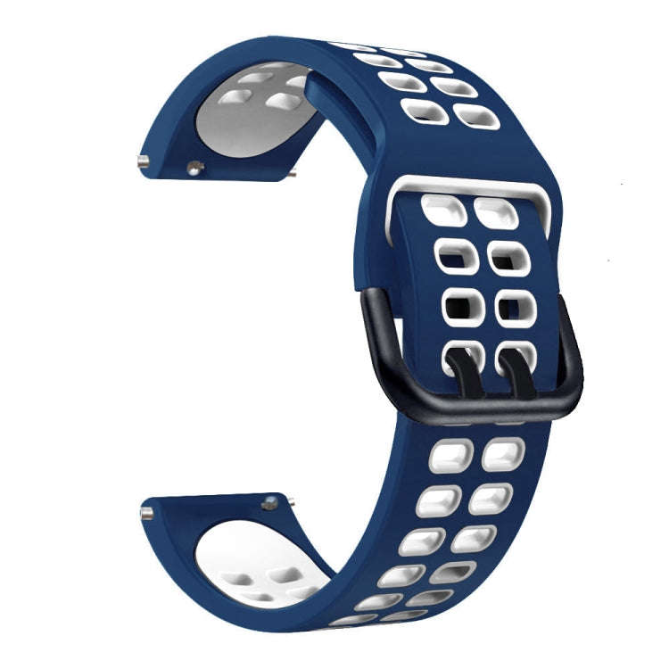 For Samsung Galaxy Watch 6 / 6 Classic Dual-row Hole Two Color Silicone Watch Band(Blue White)