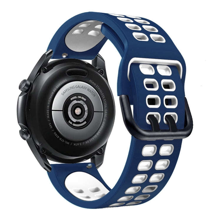 For Samsung Galaxy Watch 6 / 6 Classic Dual-row Hole Two Color Silicone Watch Band(Blue White)