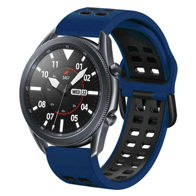 For Samsung Galaxy Watch 6 / 6 Classic Dual-row Hole Two Color Silicone Watch Band(Midnight Blue ...