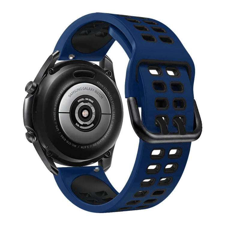 For Samsung Galaxy Watch 6 / 6 Classic Dual-row Hole Two Color Silicone Watch Band(Midnight Blue ...
