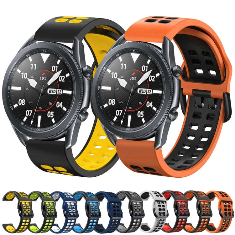 For Samsung Galaxy Watch 6 / 6 Classic Dual-row Hole Two Color Silicone Watch Band(Black Sky Blue)