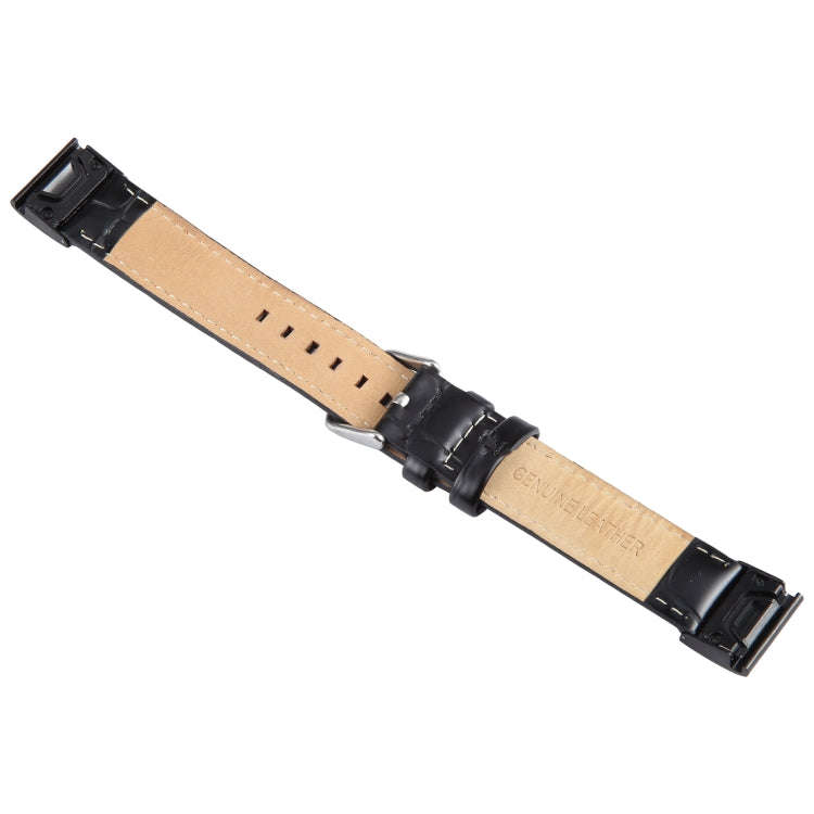 For Garmin Fenix 7 22mm Plain Weave Genuine Leather Watch Band(Bamboo Black)