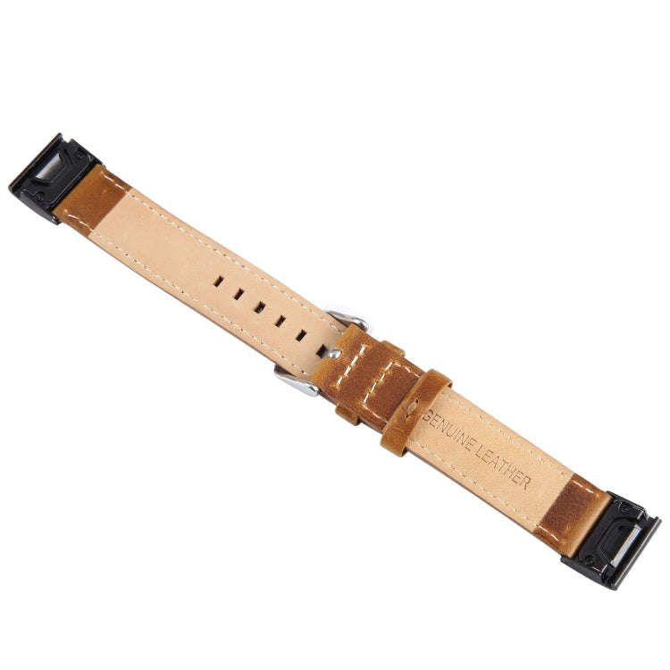For Garmin Fenix 7 22mm Bamboo Joint Texture Genuine Leather Watch Band(Brown)