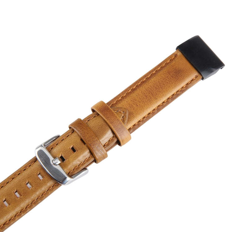 For Garmin Fenix 7 22mm Bamboo Joint Texture Genuine Leather Watch Band(Brown)