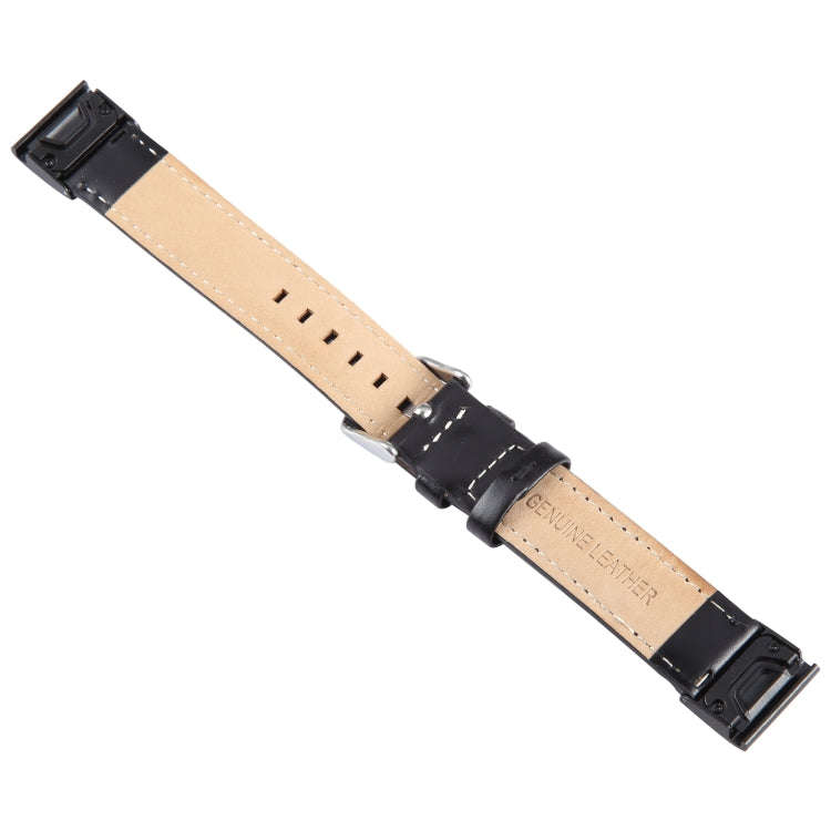 For Garmin Fenix 7 22mm Bamboo Joint Texture Genuine Leather Watch Band(Black)