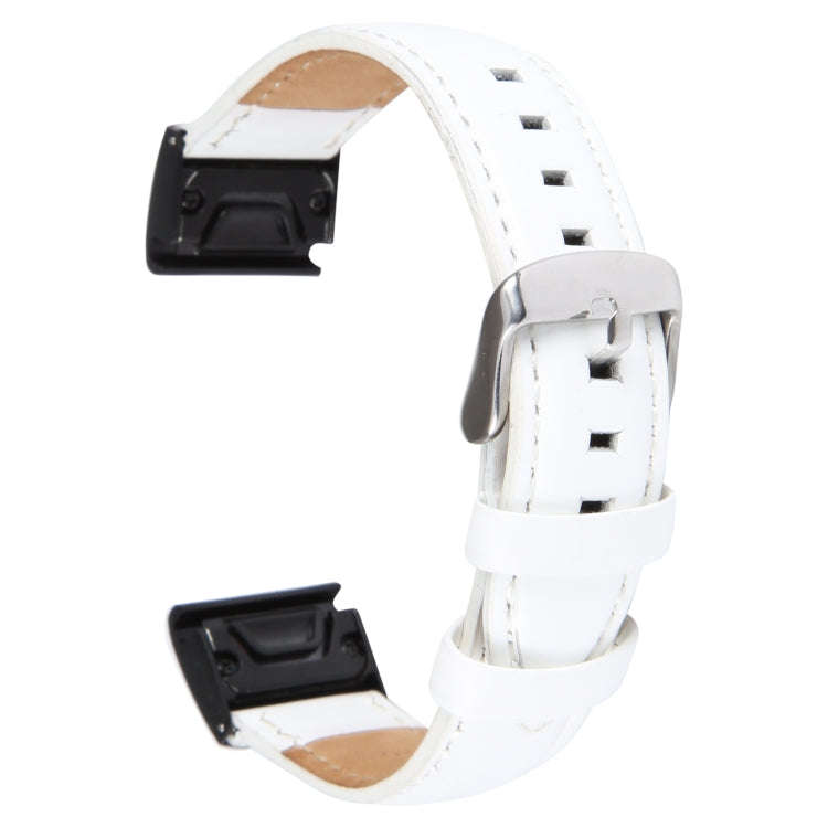 For Garmin Fenix 7 22mm Bamboo Joint Texture Genuine Leather Watch Band(White)