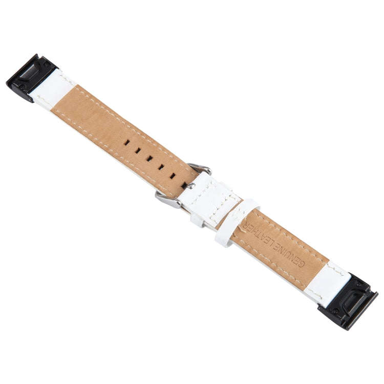 For Garmin Fenix 7 22mm Bamboo Joint Texture Genuine Leather Watch Band(White)