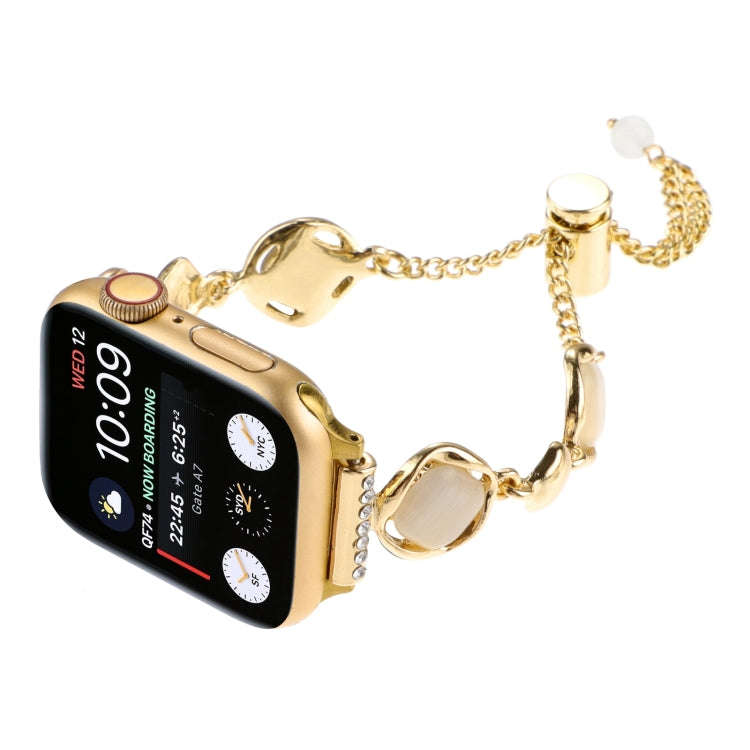 For Apple Watch SE 44mm Shell Metal Chain Bracelet Watch Band(Gold)