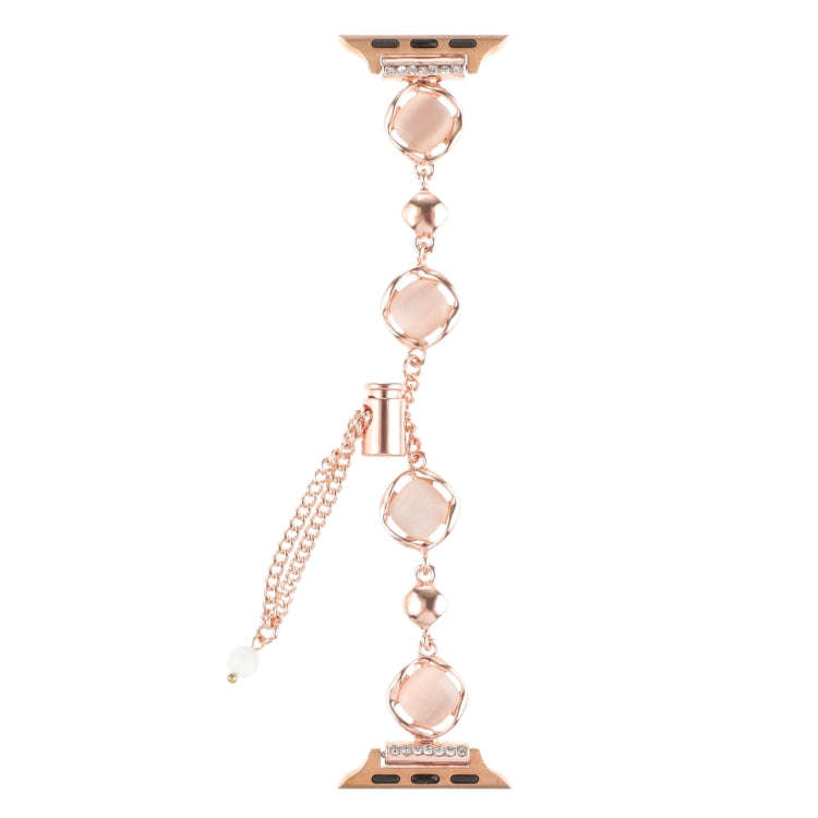 For Apple Watch Series 4 44mm Shell Metal Chain Bracelet Watch Band(Rose Gold)