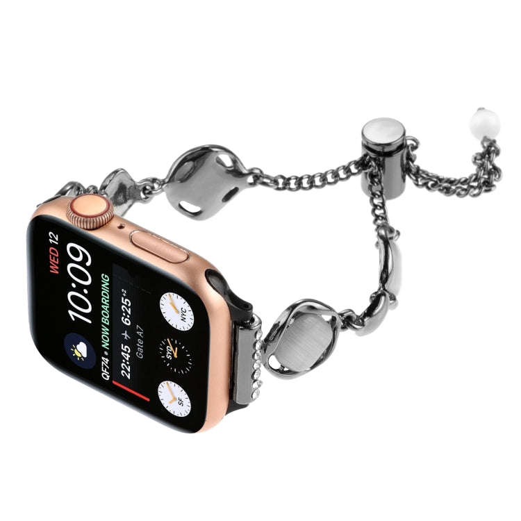 For Apple Watch Series 3 42mm Shell Metal Chain Bracelet Watch Band(Black)