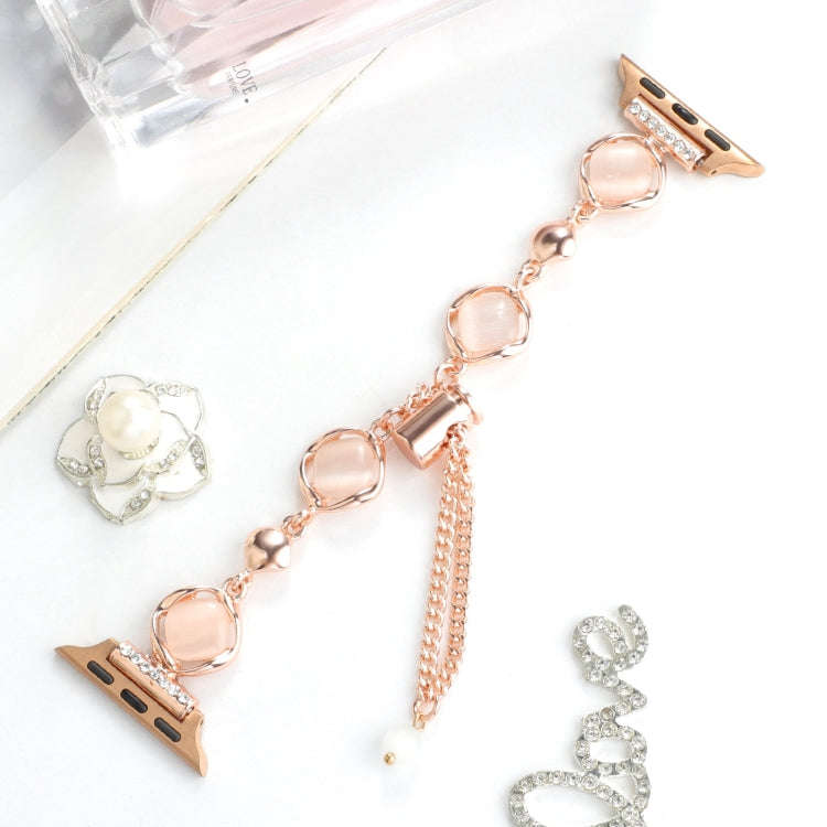 For Apple Watch 38mm Shell Metal Chain Bracelet Watch Band(Rose Gold)
