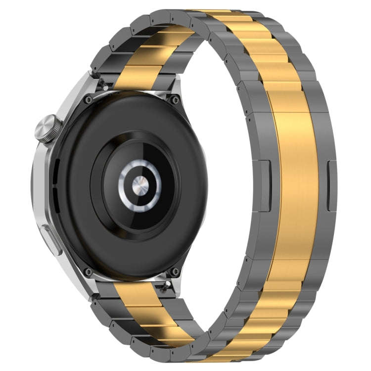 For Huawei Watch GT4 / GT3 / GT2 / GT 46mm Three Strains HW Buckle Metal Watch Band(Grey Gold)