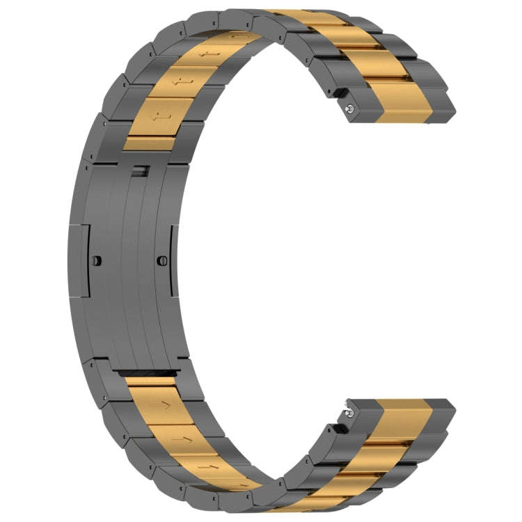 For Huawei Watch GT4 / GT3 / GT2 / GT 46mm Three Strains HW Buckle Metal Watch Band(Grey Gold)