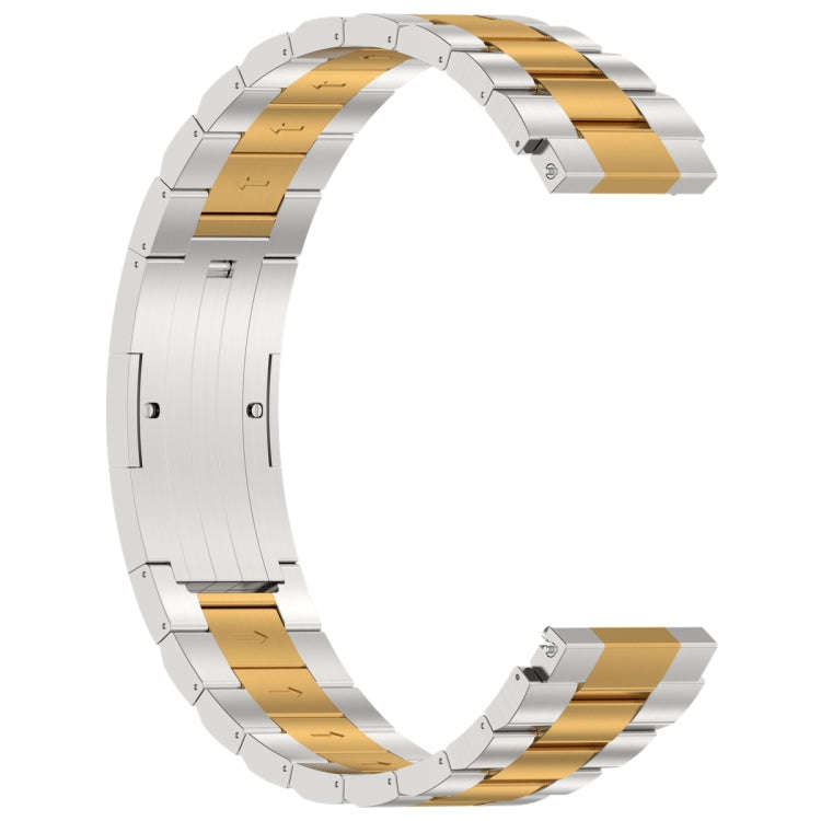 For Huawei Watch GT4 / GT3 / GT2 / GT 46mm Three Strains HW Buckle Metal Watch Band(Silver Gold)
