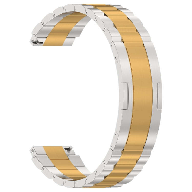 For Huawei Watch GT4 / GT3 / GT2 / GT 46mm Three Strains HW Buckle Metal Watch Band(Silver Gold)
