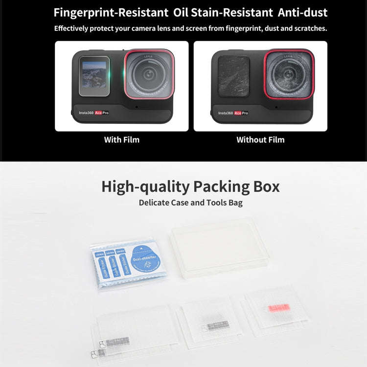 For Insta360 Ace Pro Sunnylife 3 in 1 Rear & Front Screen Lens Explosion proof Film(2 Sets)