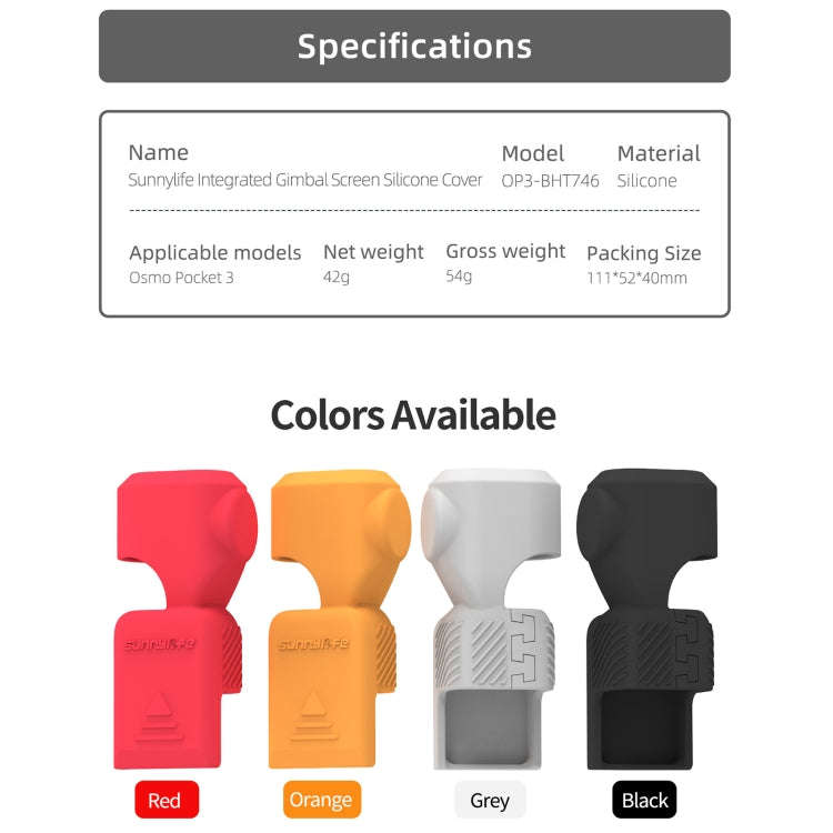 For DJI Osmo Pocket 3 Sunnylife OP3-BHT746 Silicone Protective Case(Orange)