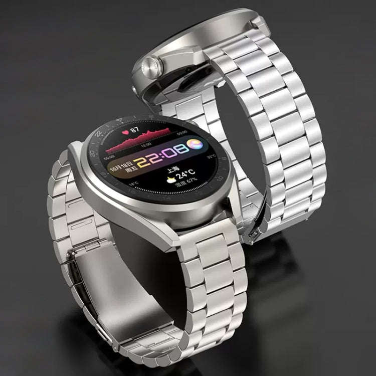 For Huawei Watch GT4 / GT3 / GT2 46mm Three Strains Flat Buckle Titanium Steel Watch Band(Black)