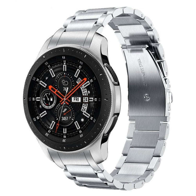 For Huawei Watch GT 4 46mm Three Strains Curved Flat Buckle Stainless Steel Watch Band(Silver)