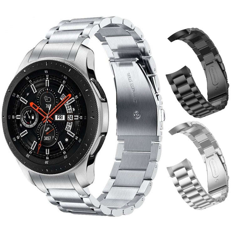 For Huawei Watch GT 4 46mm Three Strains Curved Flat Buckle Stainless Steel Watch Band(Silver)