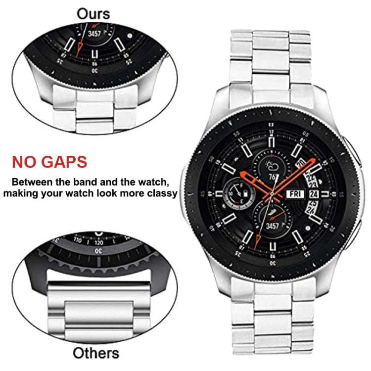 For Huawei Watch GT 4 46mm Three Strains Curved Flat Buckle Stainless Steel Watch Band(Silver)