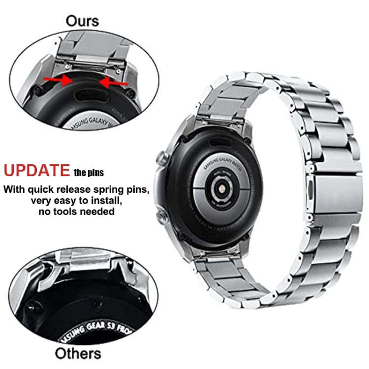 For Huawei Watch GT 4 46mm Three Strains Curved Flat Buckle Stainless Steel Watch Band(Silver)