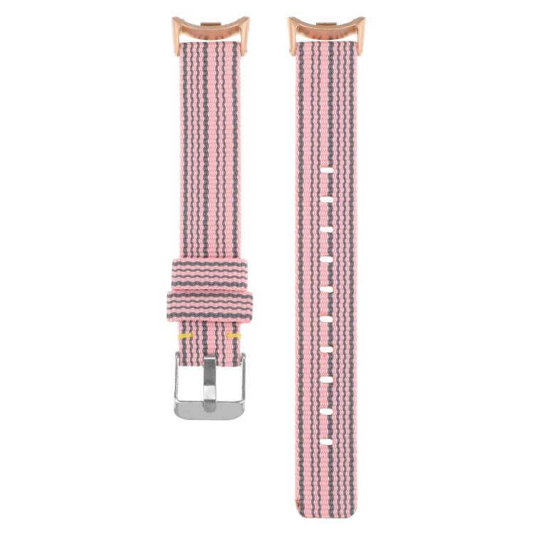 For Xiaomi Mi Band 8 Nylon Canvas Watch Band(Pink Stripe)