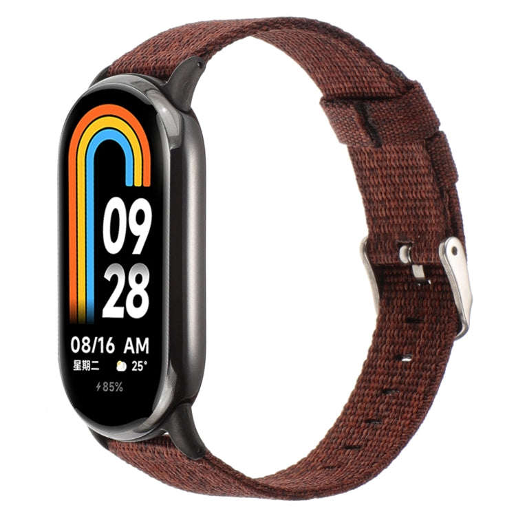 For Xiaomi Mi Band 8 Nylon Canvas Watch Band(Wine Red)