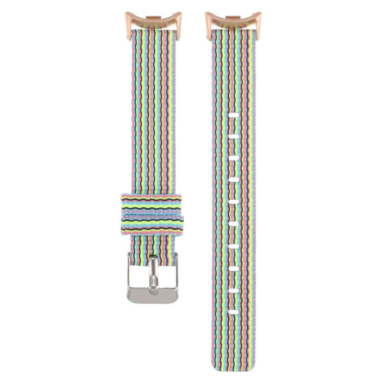 For Xiaomi Mi Band 8 Nylon Canvas Watch Band(Cyan Stripe)
