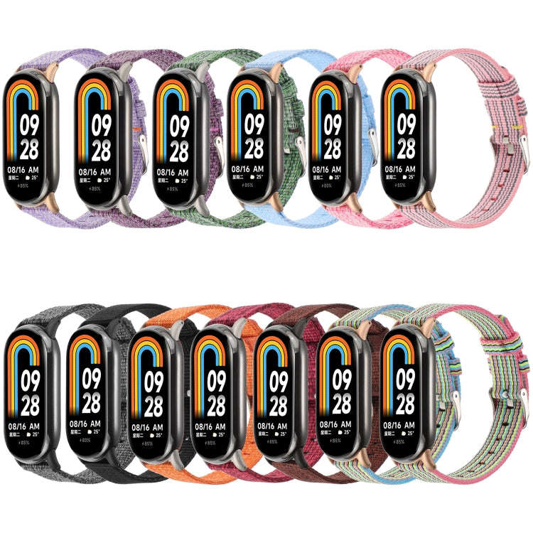 For Xiaomi Mi Band 8 Nylon Canvas Watch Band(Colorful Stripe)