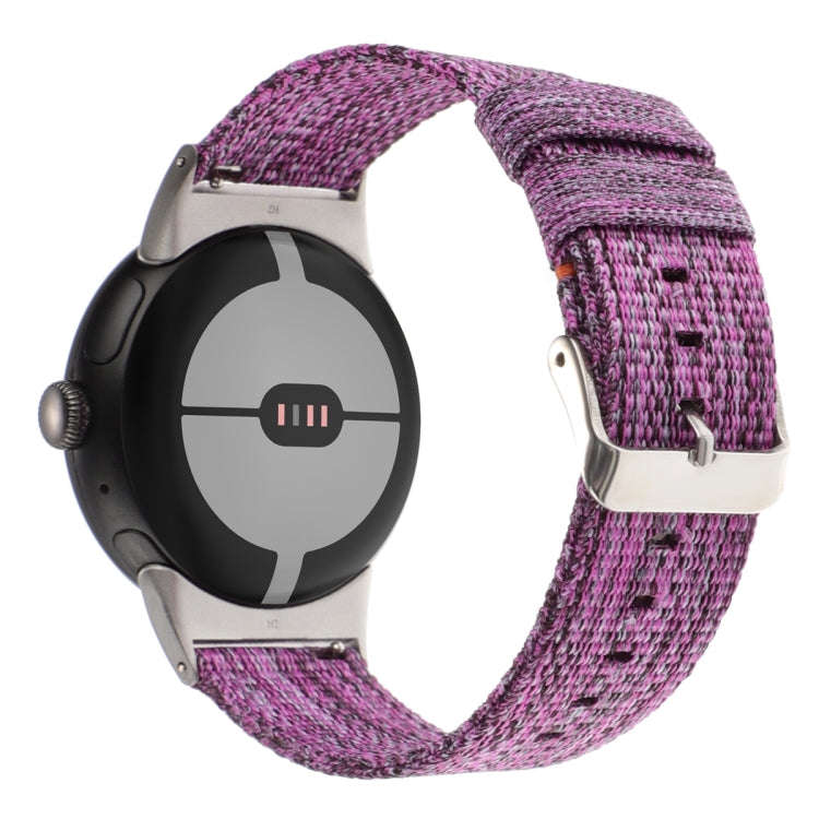 For Google Pixel Watch 2 / Pixel Watch Nylon Canvas Watch Band(Purple)
