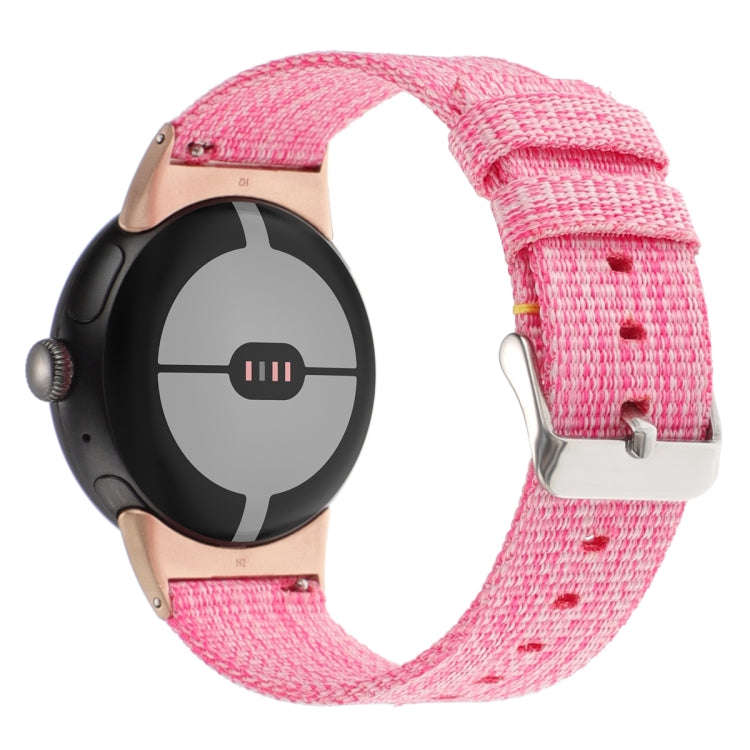 For Google Pixel Watch 2 / Pixel Watch Nylon Canvas Watch Band(Pink)