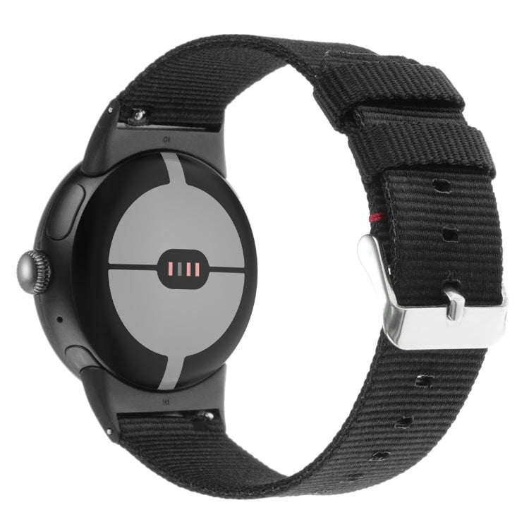 For Google Pixel Watch 2 / Pixel Watch Nylon Canvas Watch Band(Black)