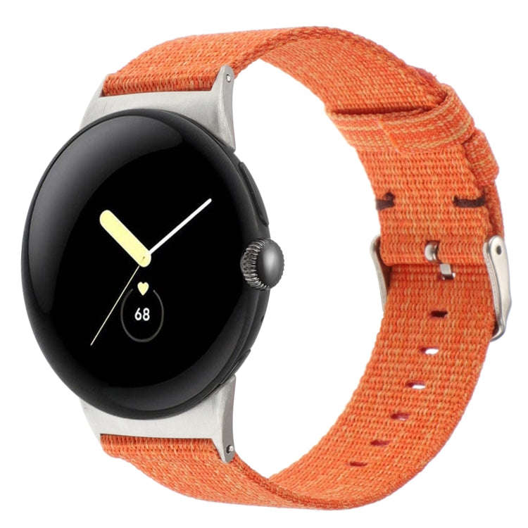 For Google Pixel Watch 2 / Pixel Watch Nylon Canvas Watch Band(Orange)