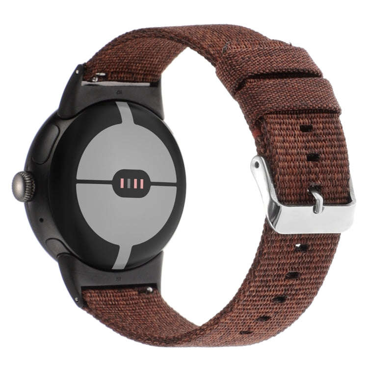 For Google Pixel Watch 2 / Pixel Watch Nylon Canvas Watch Band(Wine Red)