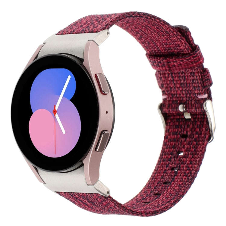 For Samsung Galaxy Watch6/6 Classic/5/5 Pro Nylon Canvas Watch Band(Red)