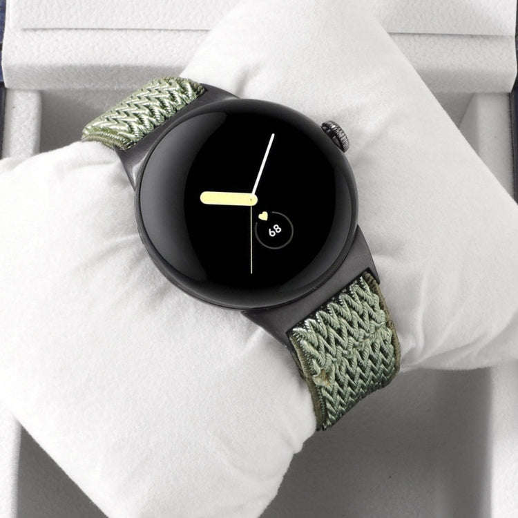 For Google Pixel Watch 2 / Pixel Watch 20mm Wave Braided Nylon Watch Band(Army Green)