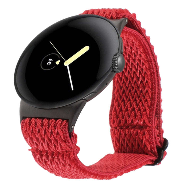 For Google Pixel Watch 2 / Pixel Watch 20mm Wave Braided Nylon Watch Band(Red)