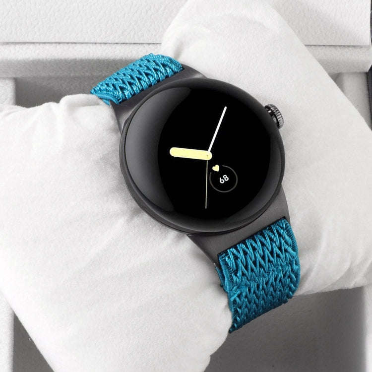 For Google Pixel Watch 2 / Pixel Watch 20mm Wave Braided Nylon Watch Band(Stone Blue)