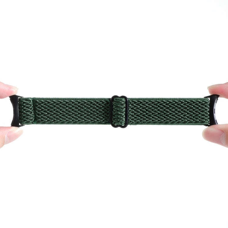 For Google Pixel Watch 2 / Pixel Watch 20mm Wave Braided Nylon Watch Band(Dark Green)