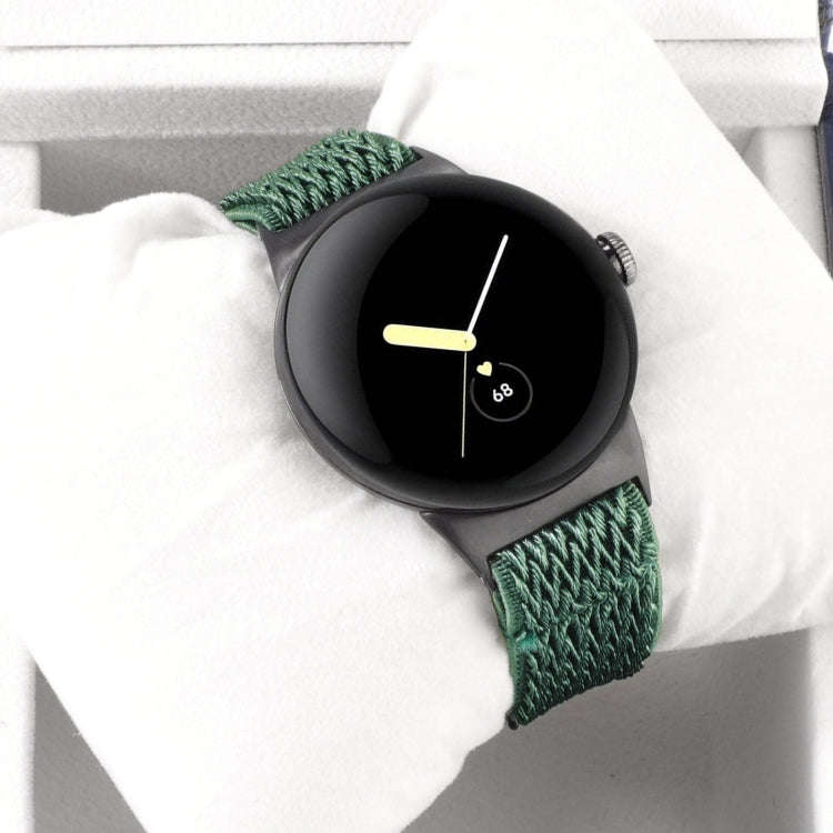 For Google Pixel Watch 2 / Pixel Watch 20mm Wave Braided Nylon Watch Band(Dark Green)
