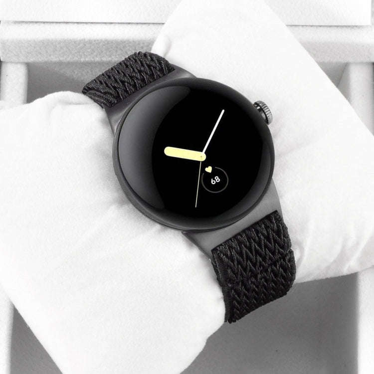 For Google Pixel Watch 2 / Pixel Watch 20mm Wave Braided Nylon Watch Band(Black)