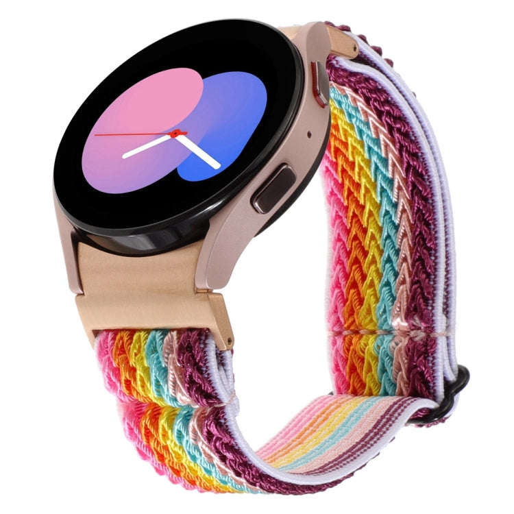 For Samsung Galaxy Watch6/6 Classic/5/5 Pro Wave Braided Nylon Watch Band(Rainbow)